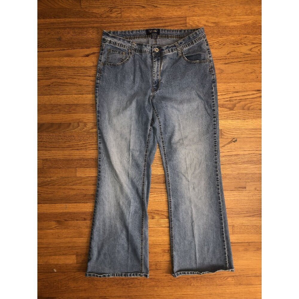 Angels Women's Embellished Butterfly Embroidery Baggy Jeans Faded Size 18